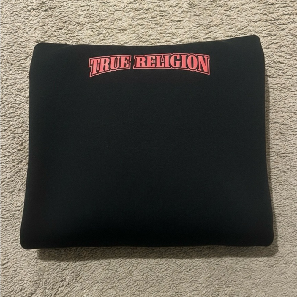 True Religion Black Laptop Bag with Red Logo